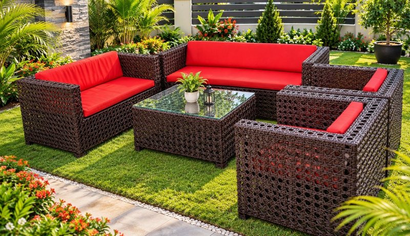 Luxury Woven Rattan Outdoor Sofa Set with Customizable Frame Weaves - Image 2