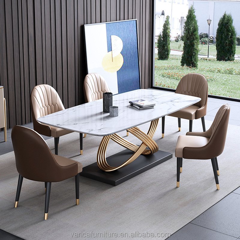 Contemporary Sleek 6-Seater Dining Table and Chair Set for Modern Interiors - Image 1