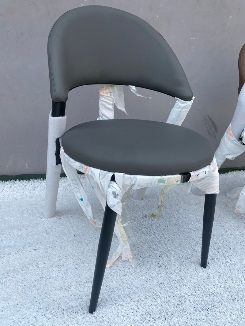 Modern Curved Leatherette Dining Armchair with Open-Back Metal Frame - Image 5