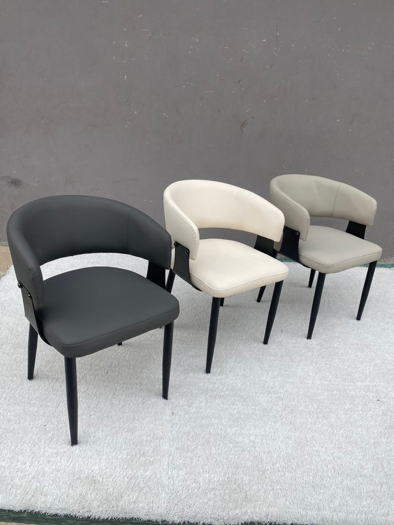 Modern Ergonomic Curved Leatherette Dining Chair with Accent Bracket Back - Image 6