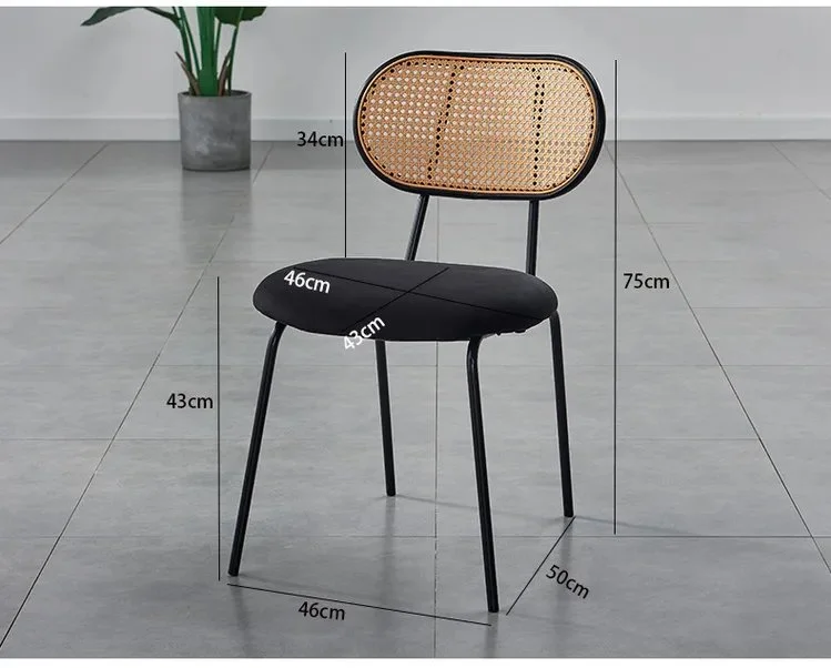 Modern Woven Cane Backrest Dining Chair with Padded Cushion - Image 7