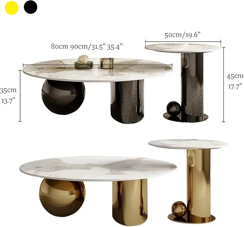 Gold marble center table - Image 4