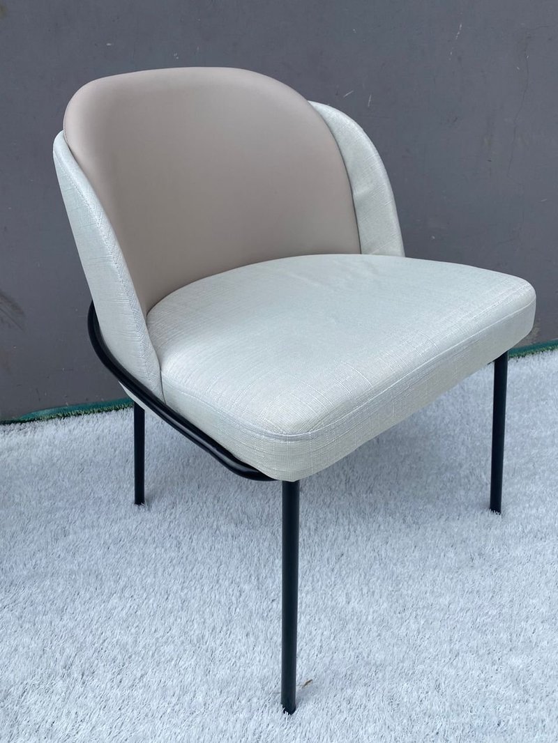 Modern Dual-Tone Fabric & Leatherette Dining Accent Chair - Image 4
