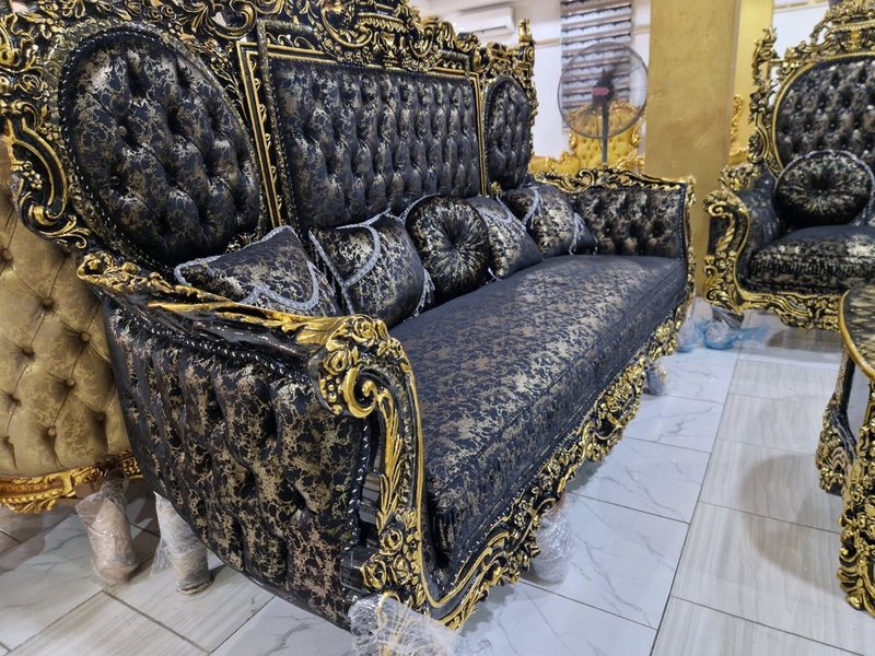 Royal Baroque Luxury Carved Sofa & Coffee Table Set - Image 4