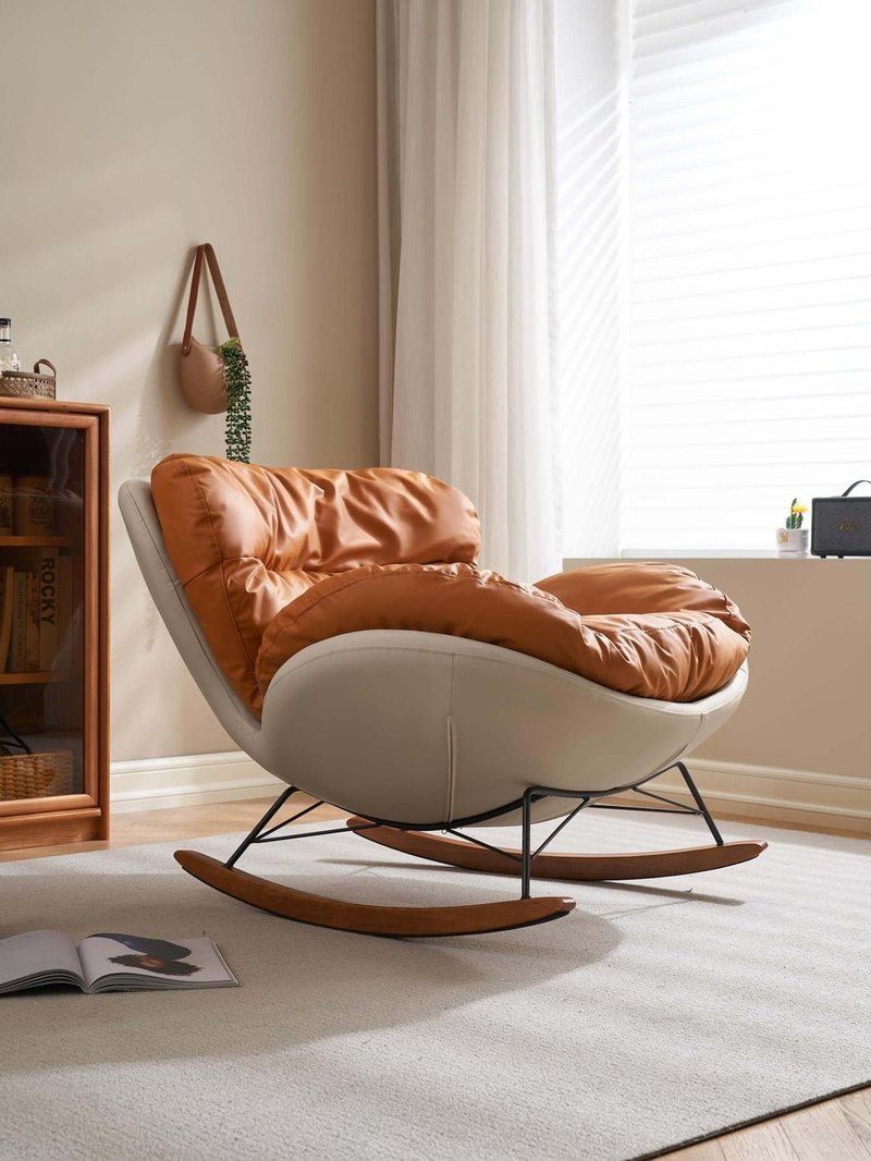 Modern Ergonomic Leatherette Rocking Lounge Chair - Image 7