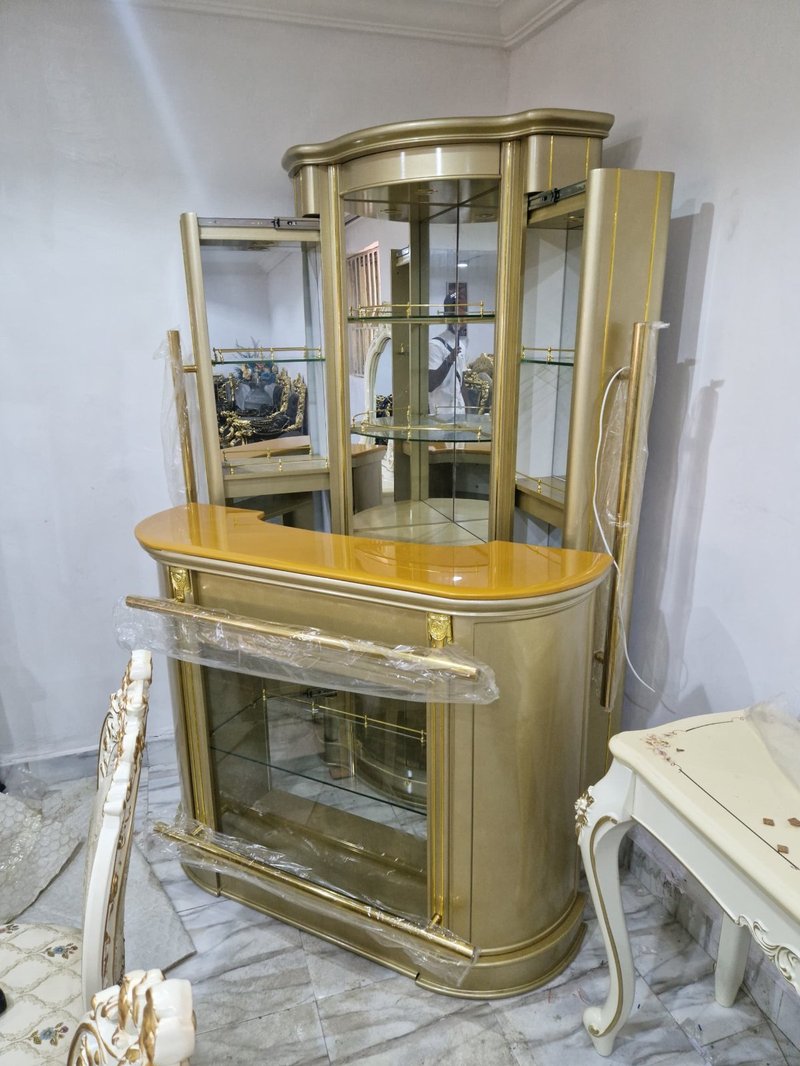 Luxury Modern Executive Home Bar Counter & Back Cabinet Set - Image 1
