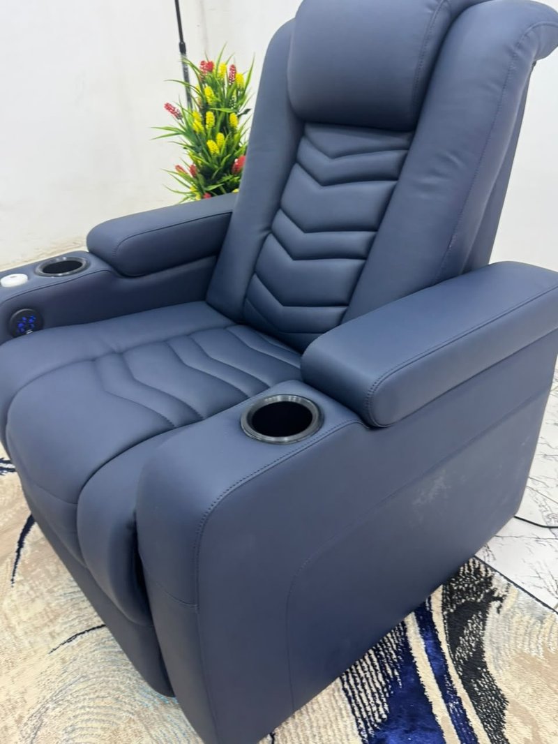 Luxury Home Theater Power Recliner Armchair with Waist Massage & Ambient Lighting - Image 1