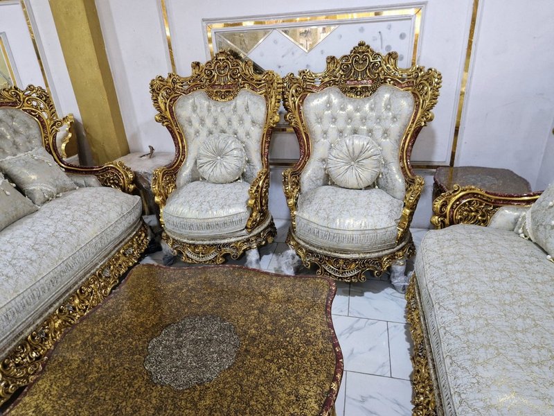 Egypt Royal Carved Gold Luxury Sofa & Living Room Set - Image 3