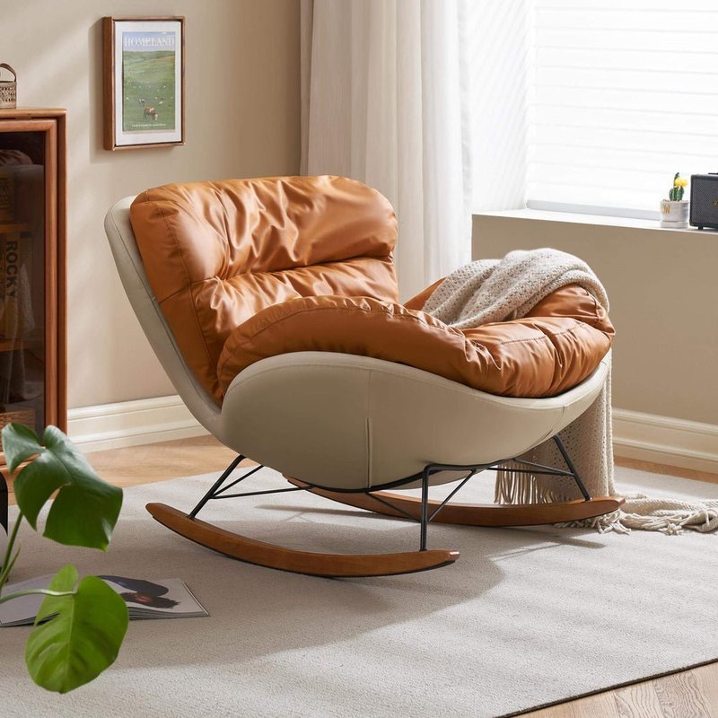 Modern Ergonomic Leatherette Rocking Lounge Chair - Image 3