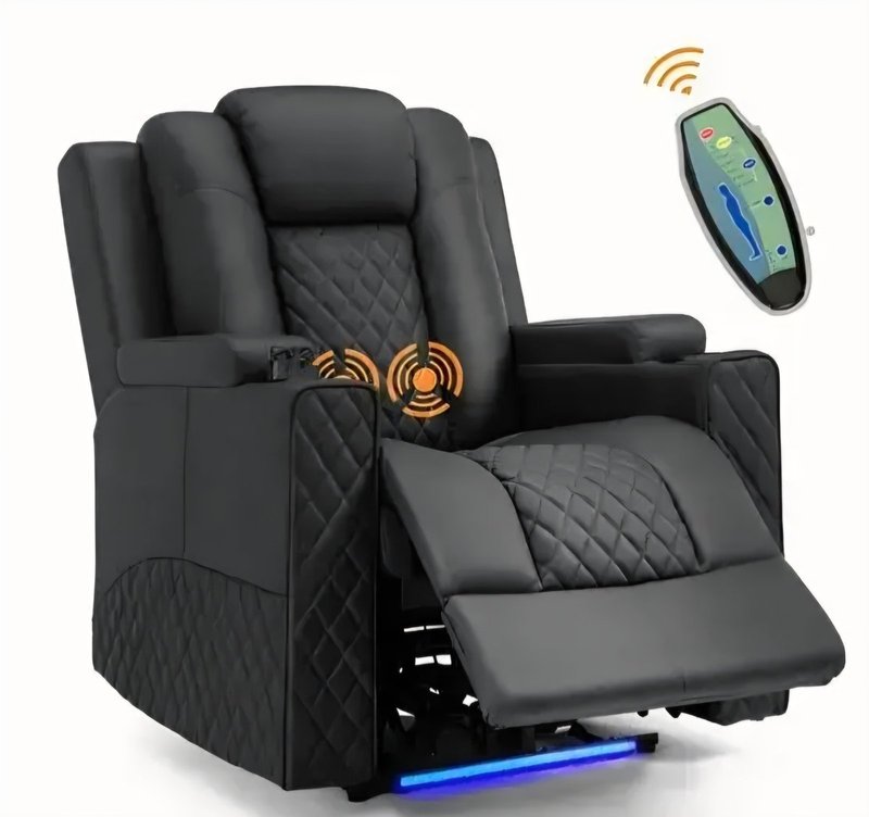 Luxury Home Theater Power Recliner Armchair with Waist Massage & Ambient Lighting - Image 6