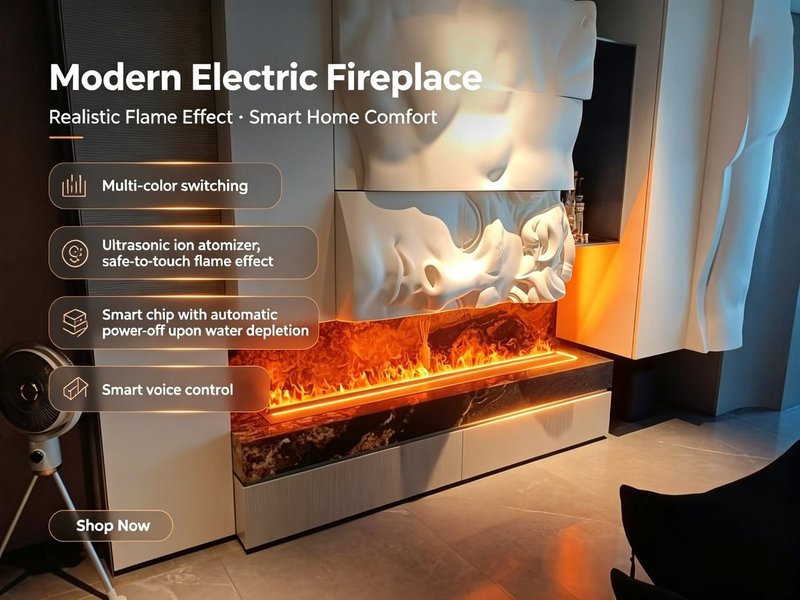 Ignite Modern Linear Water Vapor Electric Fireplace Insert - Image 4