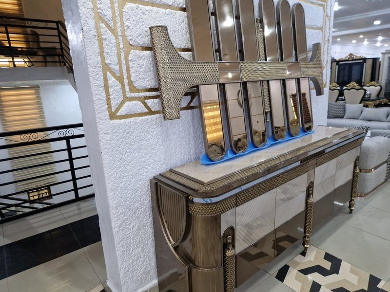 Contemporary Bronze & Champagne Grand Home Furniture Suite (Living, Dining & Media Collection) - Image 9