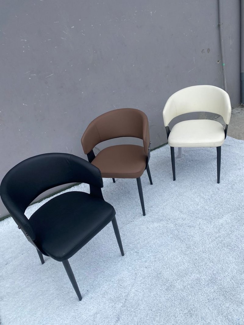 Modern Ergonomic Curved Leatherette Dining Chair with Accent Bracket Back - Image 2