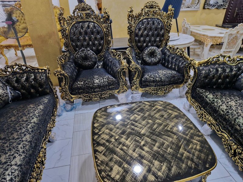 Royal Baroque Luxury Carved Sofa & Coffee Table Set - Image 3
