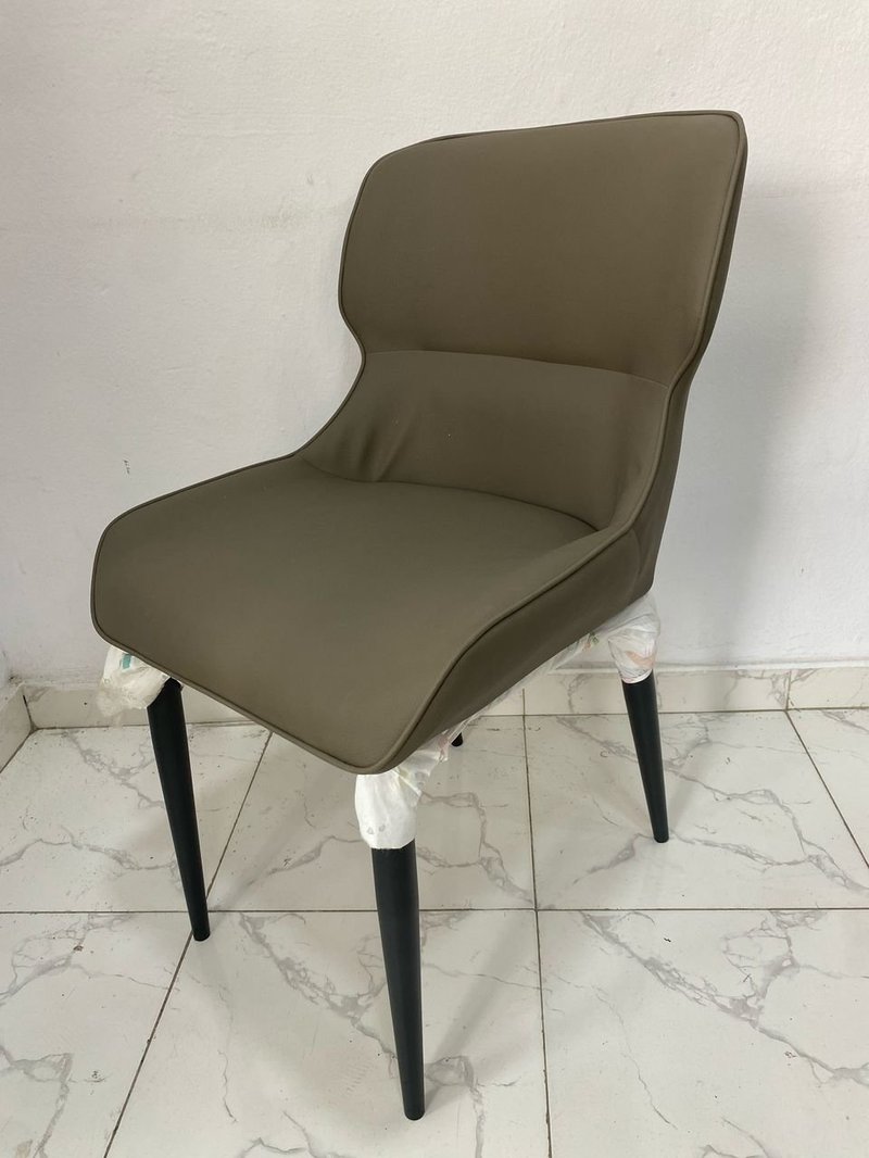 Modern Ergonomic Curved Leatherette Dining Chair - Image 1