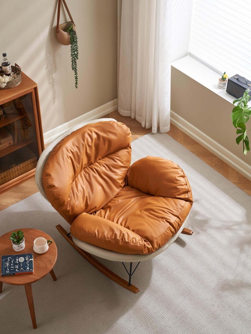 Modern Ergonomic Leatherette Rocking Lounge Chair - Image 1