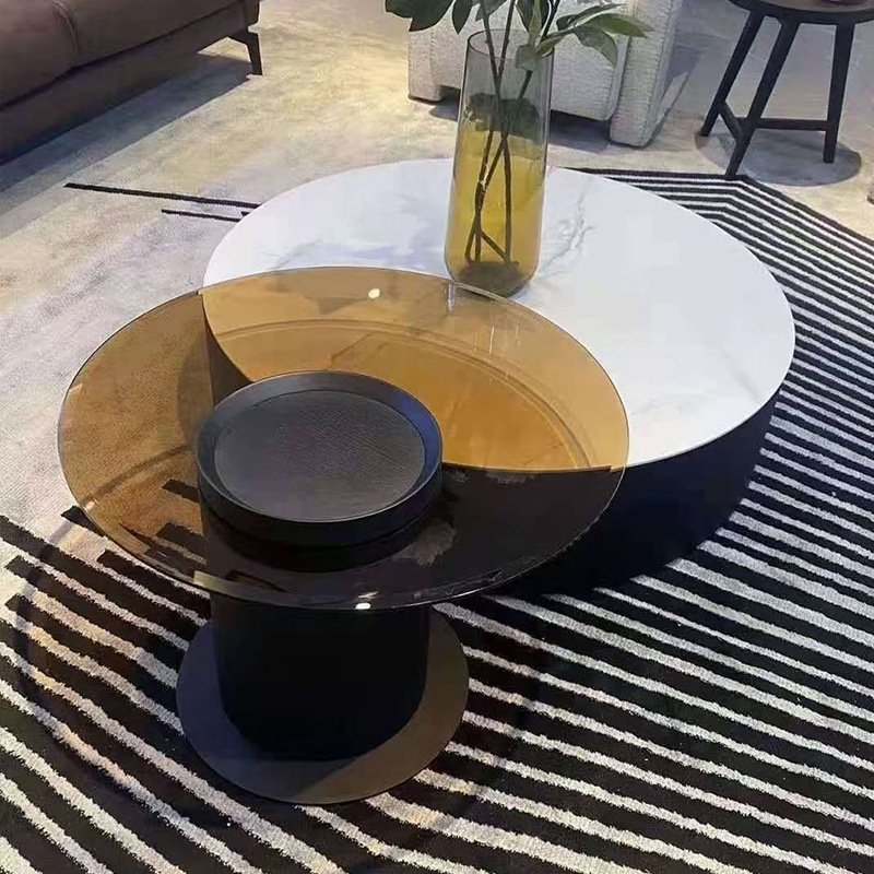 Nordic centre table marble top with glass side - Image 2