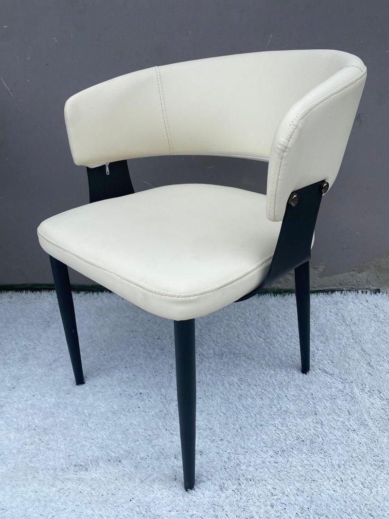 Modern Ergonomic Curved Leatherette Dining Chair with Accent Bracket Back - Image 4