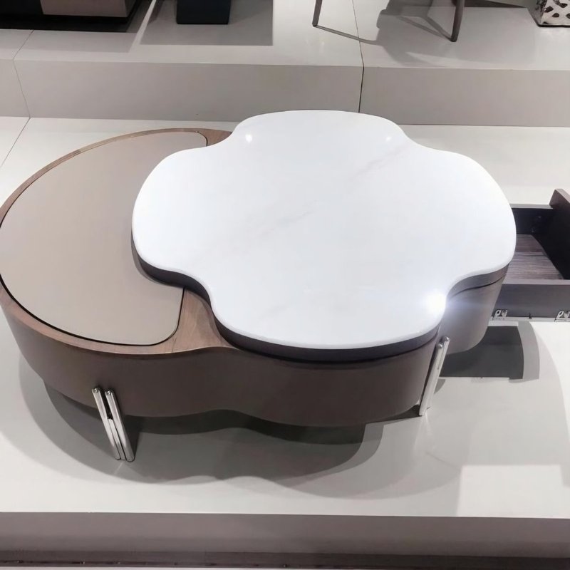 Modern Organic Cloud-Shaped Lift-Top Coffee Table with Hidden Storage - Image 3