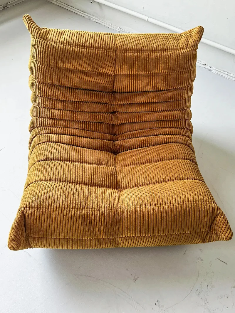 Modern Ergonomic Togo-Style Textured Velvet Lounge Chair - Image 5
