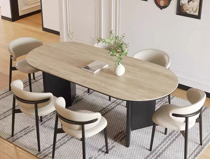 Nordic Modern Oval Wood Dining Set with 6 Chairs - Image 2