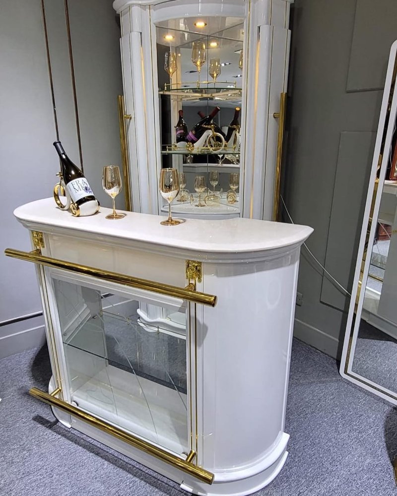 Luxury Modern Executive Home Bar Counter & Back Cabinet Set - Image 2
