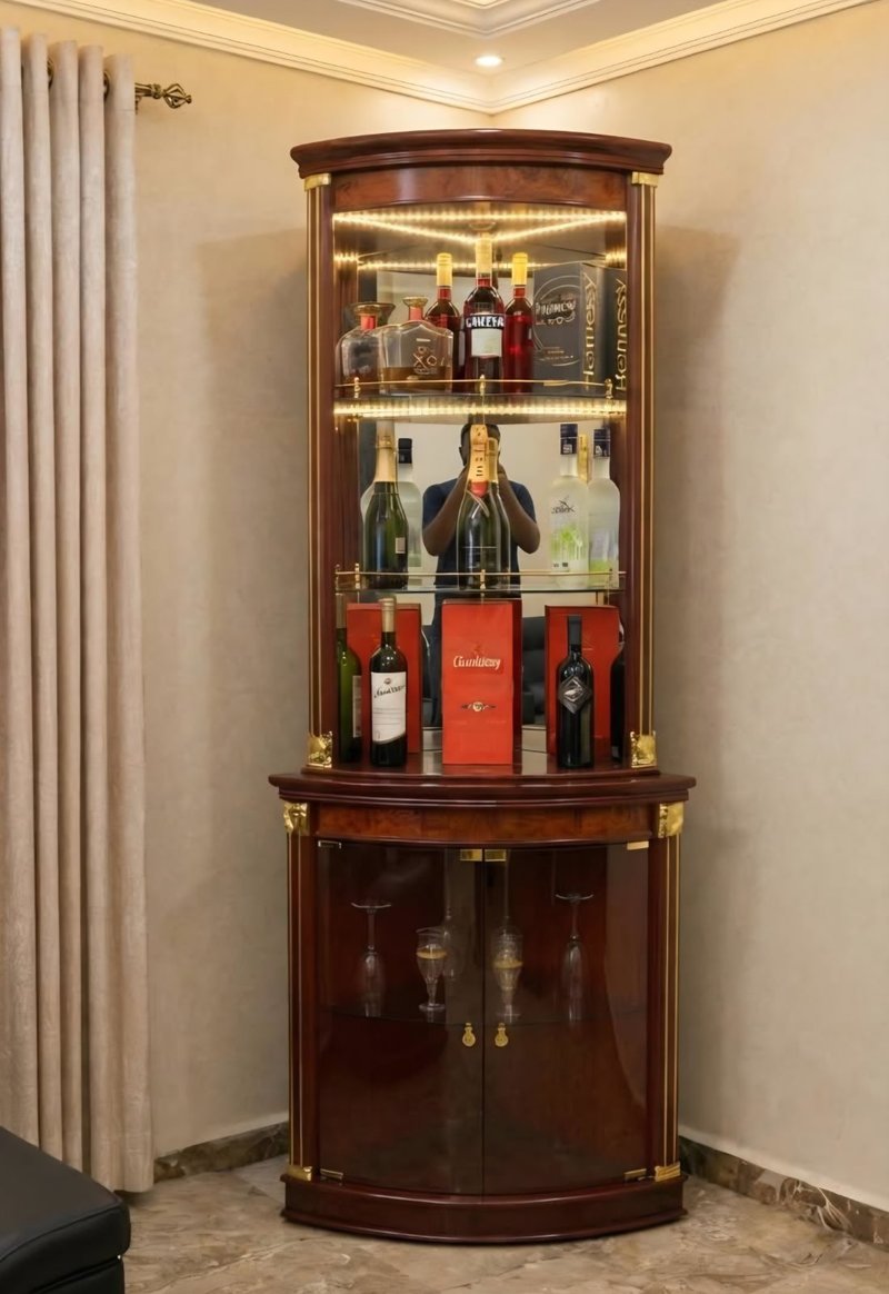Classic Luxury Mahogany Corner Bar Cabinet - Image 1