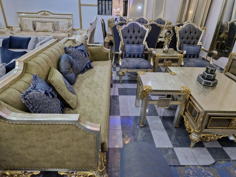 Luxury Turkish Royal Champagne Gold Living Room & Dining Suite - Image 2