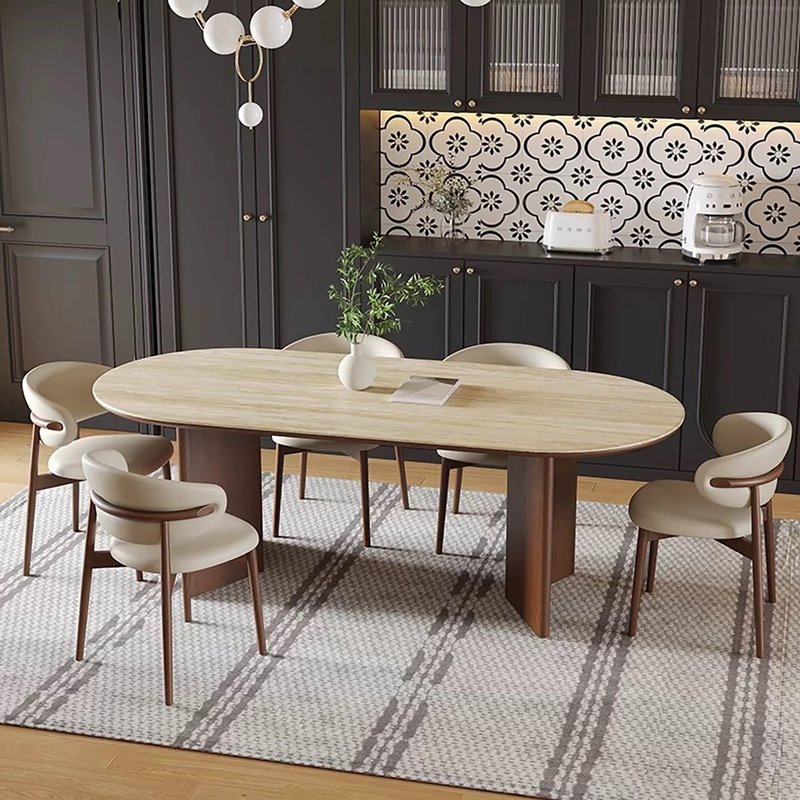Nordic Modern Oval Wood Dining Set with 6 Chairs - Image 4