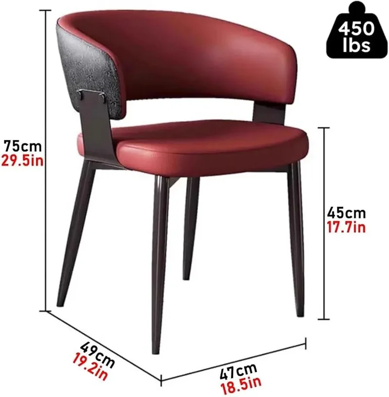 Modern Ergonomic Curved Leatherette Dining Chair with Accent Bracket Back - Image 7