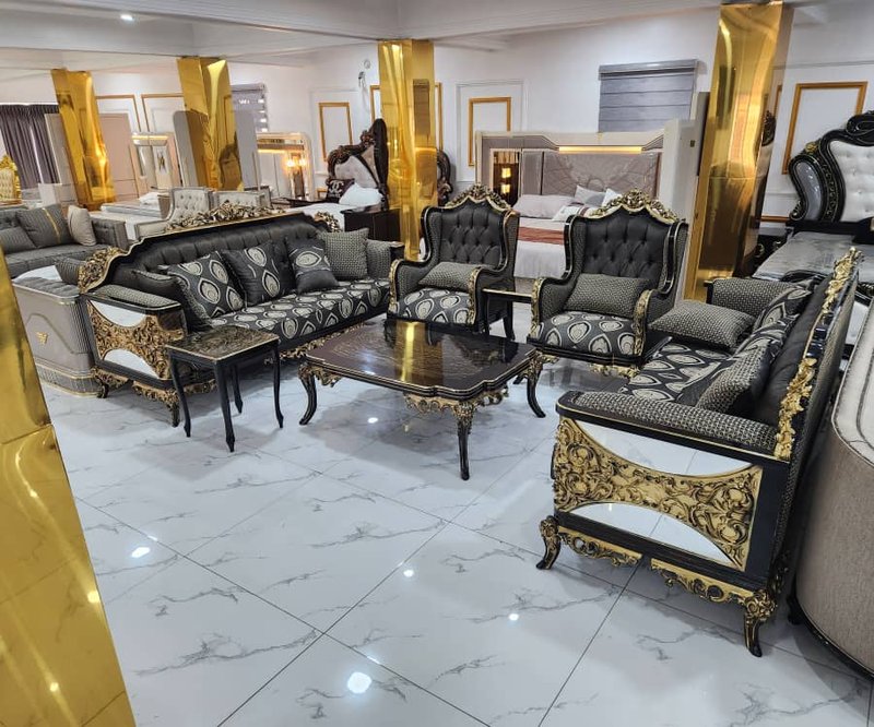Neoclassical Black & Gold Turkish Furniture Set - Image 1