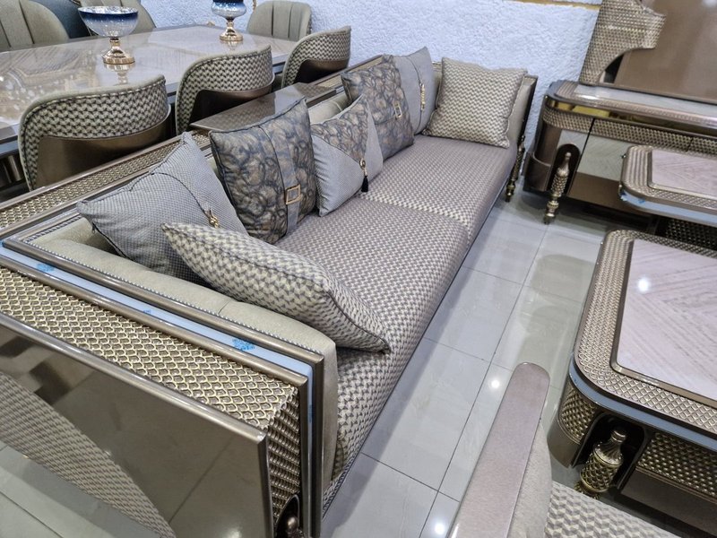 Contemporary Bronze & Champagne Grand Home Furniture Suite (Living, Dining & Media Collection) - Image 3