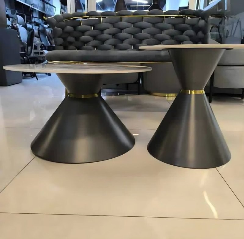 Modern Nesting Faux Marble Pedestal Coffee Table Set - Image 1