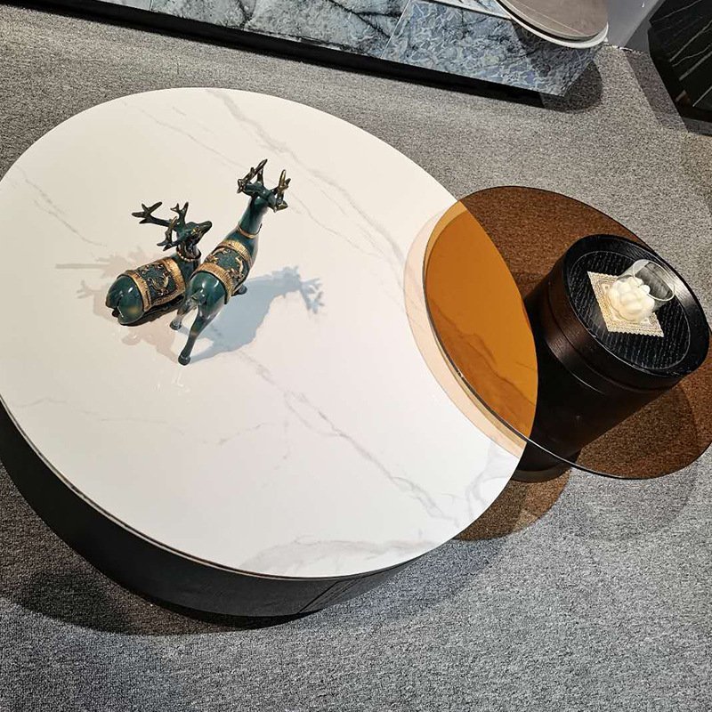 Nordic centre table marble top with glass side - Image 3