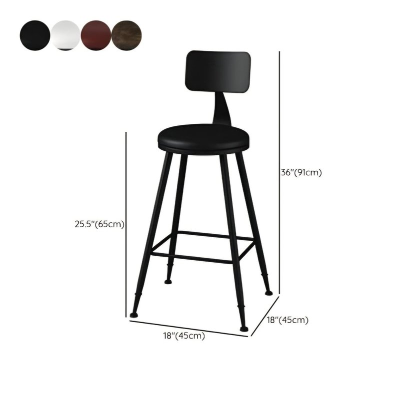 Modern Industrial Bar Stool with Terracotta Leatherette Seat & Backrest - Image 4