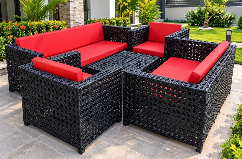 Luxury Woven Rattan Outdoor Sofa Set with Customizable Frame Weaves - Image 3
