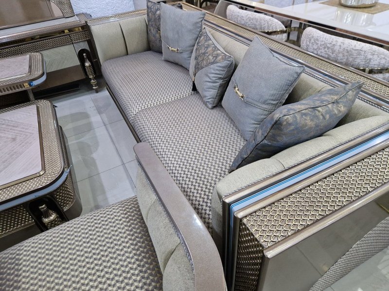 Contemporary Bronze & Champagne Grand Home Furniture Suite (Living, Dining & Media Collection) - Image 4