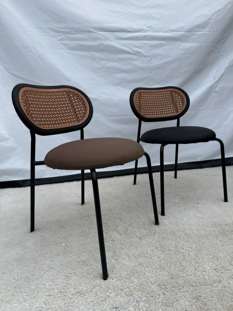 Modern Woven Cane Backrest Dining Chair with Padded Cushion - Image 3