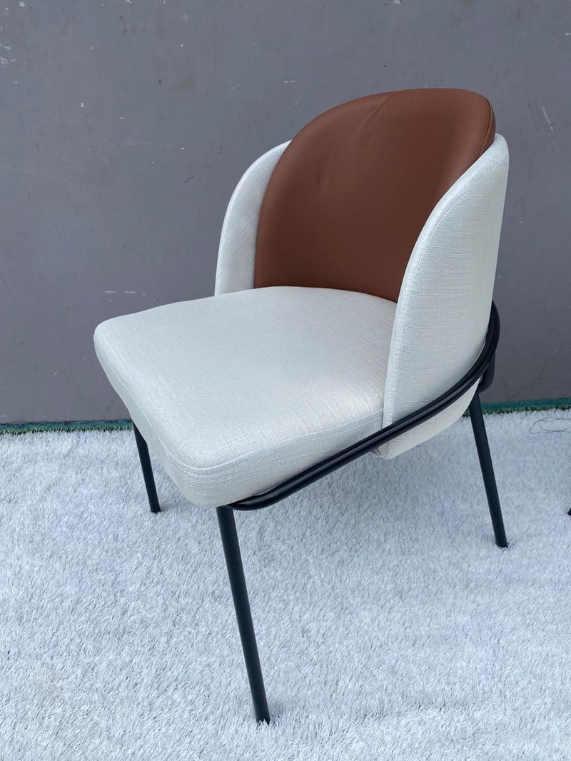 Modern Dual-Tone Fabric & Leatherette Dining Accent Chair - Image 2