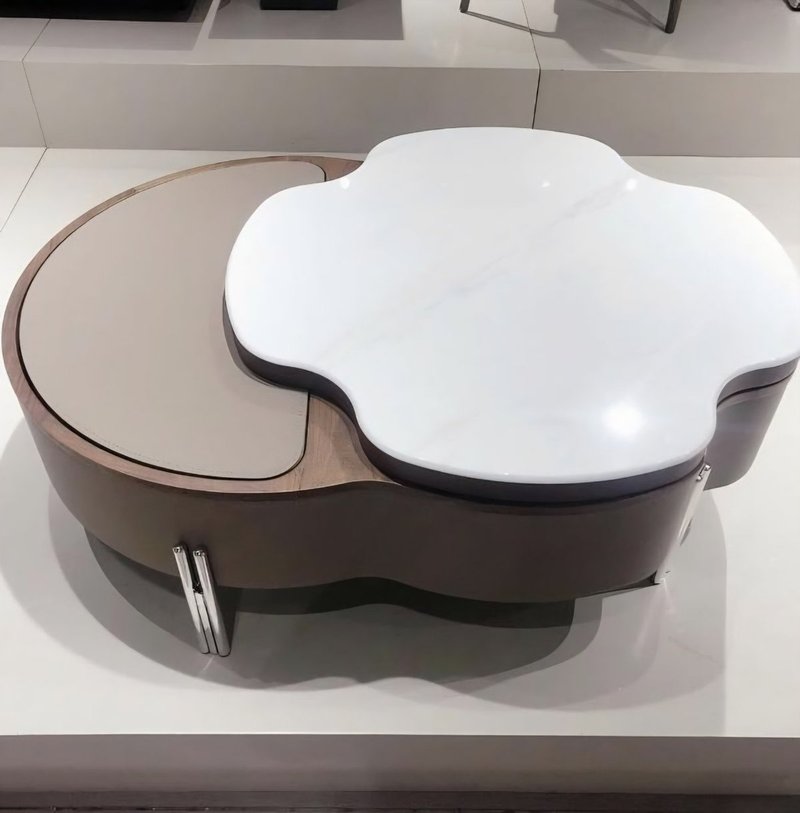 Modern Organic Cloud-Shaped Lift-Top Coffee Table with Hidden Storage - Image 2
