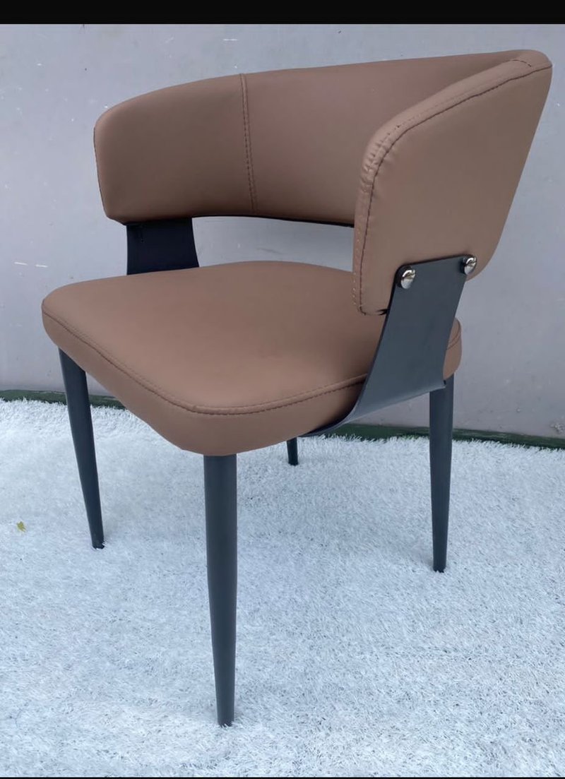 Modern Ergonomic Curved Leatherette Dining Chair with Accent Bracket Back - Image 5