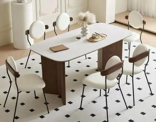 Modern Nordic Oval Sintered Stone Dining Set with 6 Chairs - Image 1