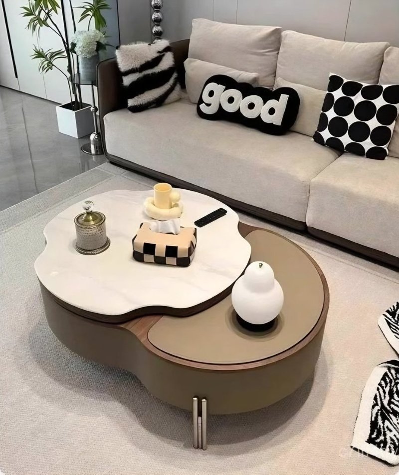 Modern Organic Cloud-Shaped Lift-Top Coffee Table with Hidden Storage - Image 4