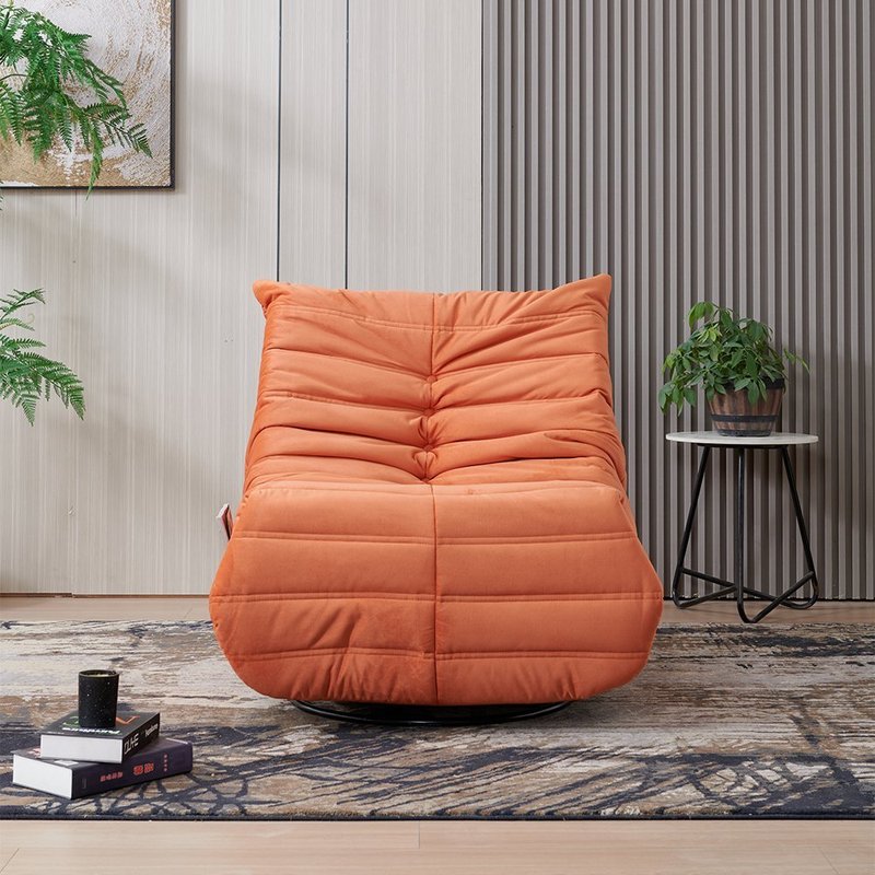 Modern Ergonomic Togo-Style Swivel Recliner Chair in Terracotta Orange - Image 3