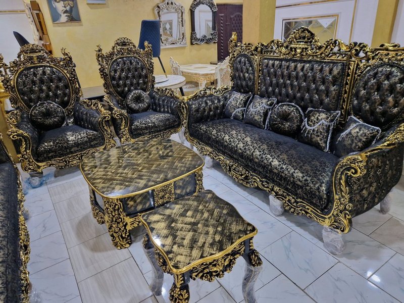Royal Baroque Luxury Carved Sofa & Coffee Table Set - Image 2