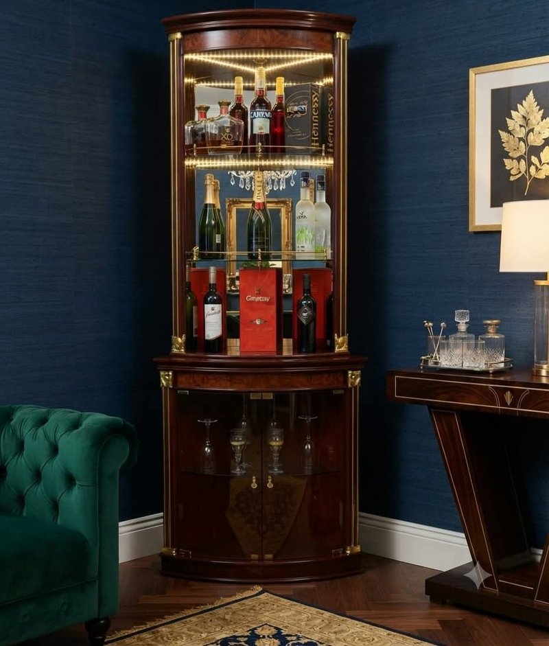 Classic Luxury Mahogany Corner Bar Cabinet - Image 2
