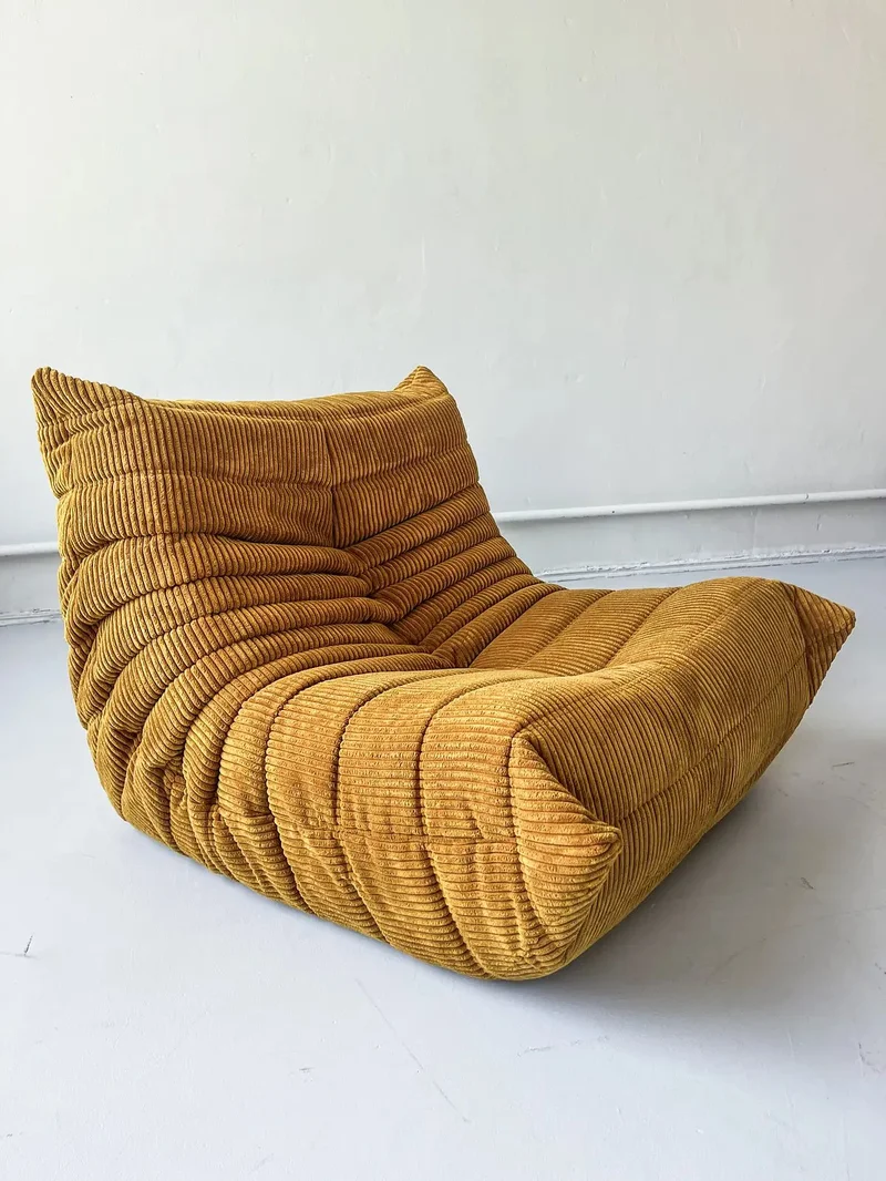Modern Ergonomic Togo-Style Textured Velvet Lounge Chair - Image 2