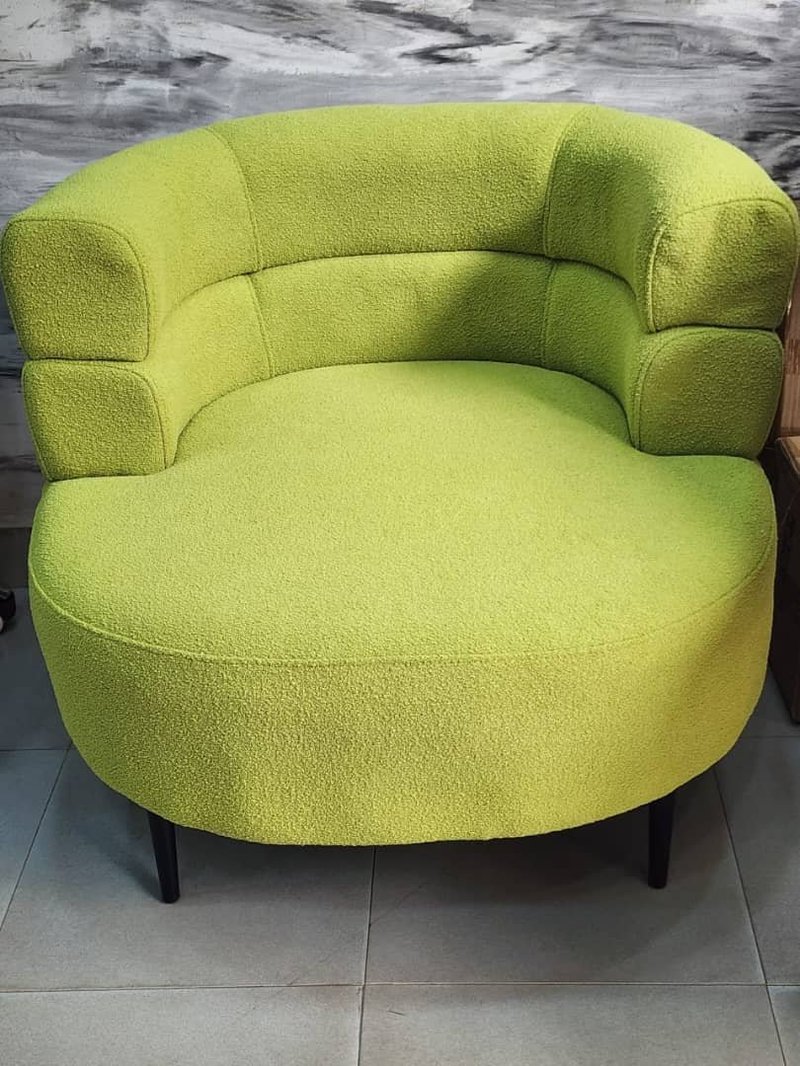 Luxury Foreign Curved Bouclé Armchair - Image 1