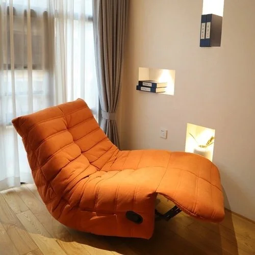 Modern Ergonomic Togo-Style Swivel Recliner Chair in Terracotta Orange - Image 5