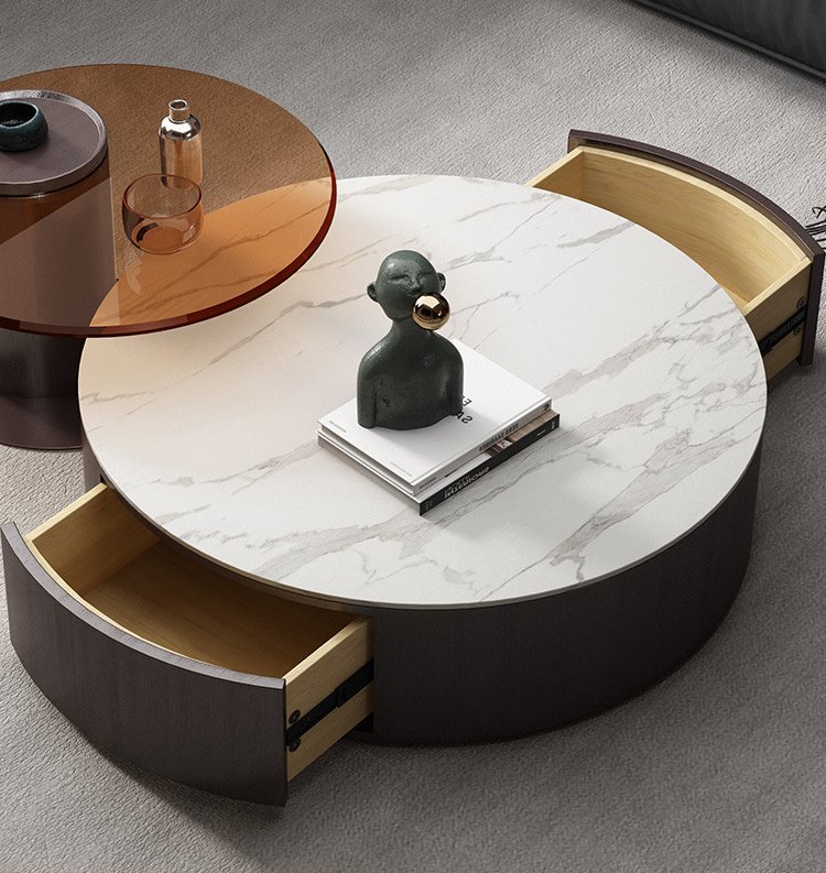 Nordic centre table marble top with glass side - Image 1